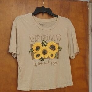 Rebellious One Beige Sunflower Graphic Tee
